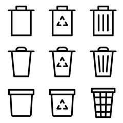 Set of trash icon. symbol of remove or delete with flat style icon for web site design, logo, app, UI isolated on white background. vector illustration
