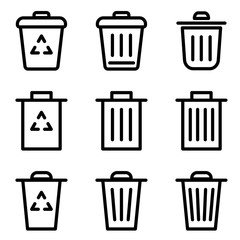 Set of trash icon. symbol of remove or delete with flat style icon for web site design, logo, app, UI isolated on white background. vector illustration