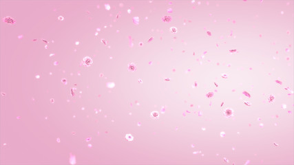 Pink carnation flower floating on the air. 3d rendering.