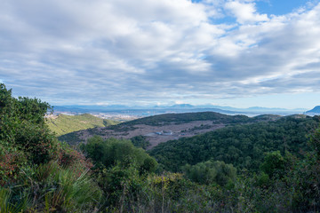 Fototapeta na wymiar Algeciras mountains with cloudy day from hiking trails