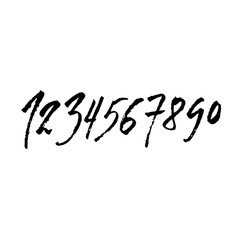 Set of grunge handdrawn numbers. Modern dry brush lettering. Vector illustration.