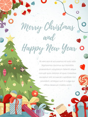 Merry Christmas and Happy New Year hand drawn card - 299132551
