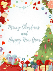 Merry Christmas and Happy New Year hand drawn card - 299132575