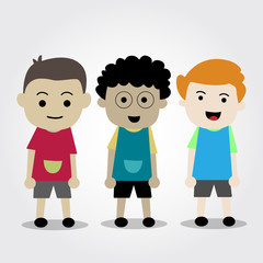 World Children's Day, three children who are standing. used for background, cover, illustration