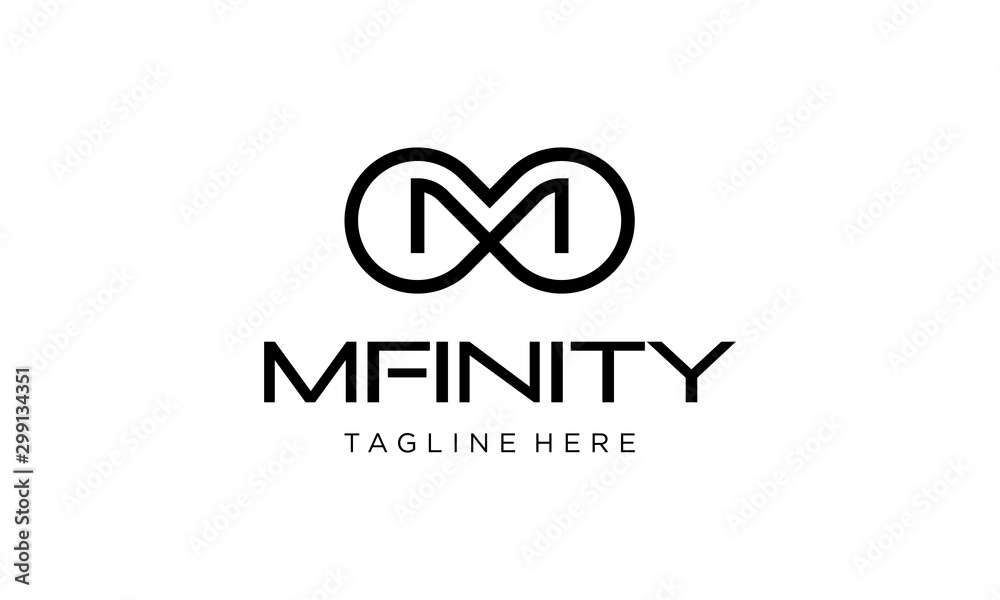 Wall mural infinity infinite loop mobius motion limitless with initial letter m logo design