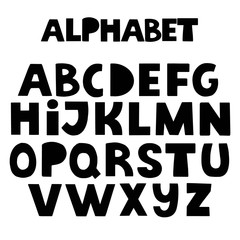 Alphabet letters. Black handwritten font drawn 
