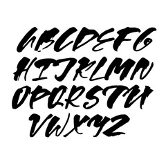Alphabet letters. Black handwritten font drawn 