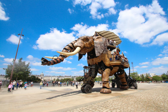 Nantes, France. The Great Elephant of Machines of the Isle of Nantes : artistic, touristic and cultural project based in Nantes, France - June 2019	