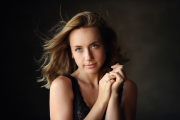 Fototapeta premium Studio portrait of young beautiful woman