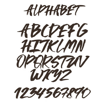 Alphabet letters. Black handwritten font drawn 