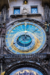 Aged Prague Astronomical Clock in the Old Town of Prague