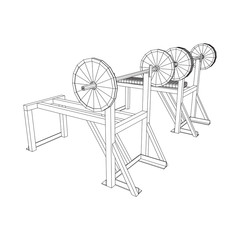 Barbell with weights. Gym equipment. Bodybuilding, powerlifting, fitness concept. Wireframe low poly mesh vector illustration.