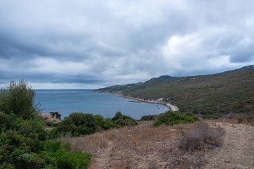 Costa las sands beach a cloudy day in the natural park of Algeciras