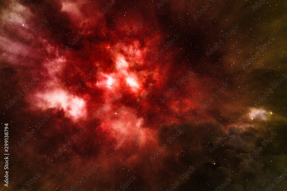 Canvas Prints red nebula glowing in the starry outer space