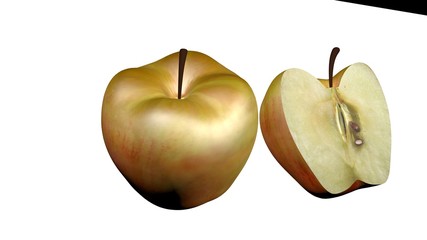 Red apple with sliced part isolated on white background