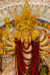 Goddess Durga idol during the navratri/durga puja celebration in India