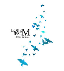 A flock of flying blue birds. Vector illustration