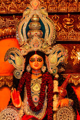 Obraz premium Goddess Durga idol during the navratri/durga puja celebration in India