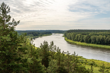View to river Daugava from Vasargeliski (Vasargelišķi) view tower on a summer day in Latgale in Latvia