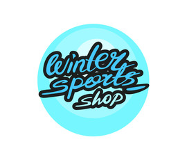 Winter sports shop lettering sign.