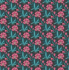  Garden floral pattern, hellebore illustration seamless vector © Hanna