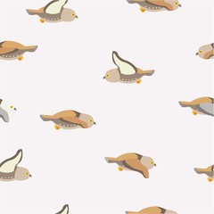 Seamless Pattern with brown owls on white background