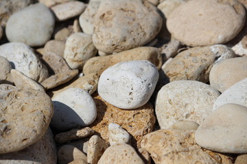 Abstract smooth round pebbles sea texture background.