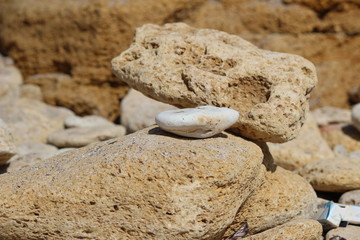 Abstract smooth round pebbles sea texture background.