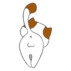 Cute white cartoon cat. cute kitten. kawaii illustration