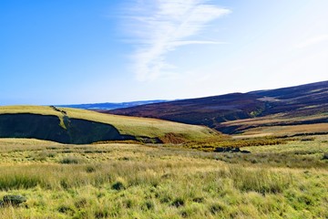 Wild moorland view from the path t