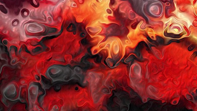 Abstract animated paint ink background looped, detailled moving picture hot lava color