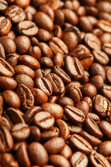 Fresh and aromatic roasted coffee beans, can be used as background.