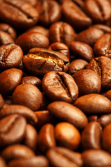 Fresh and aromatic roasted coffee beans, can be used as background.