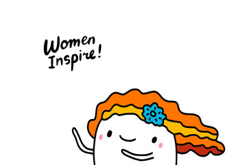 Women inspire hand drawn vector illustration in cartoon comic style