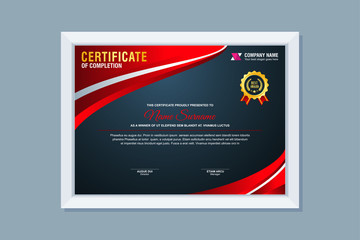 Certificate Template, modern and trendy design, with red, gold and black combination color, make it appear more professional, elegant and luxury