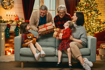 family celebrating Christmas