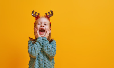 little girl on bright color background