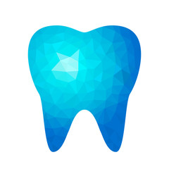 Modern healthy tooth icon in linear polygonal style.