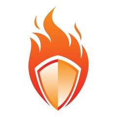 Fire shield vector icon in abstract style on the white background