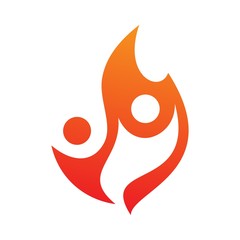 Two people fire vector icon in abstract style on the white background © Taawon