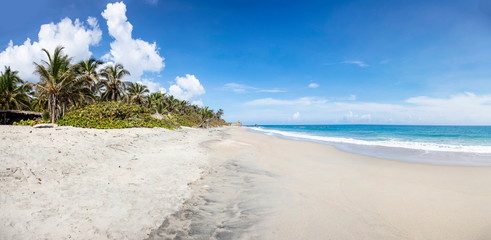 Beautiful wild caribbean beach landscape at Tayrona, Colombia