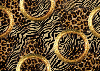 leopard skin with geometric shapes pattern