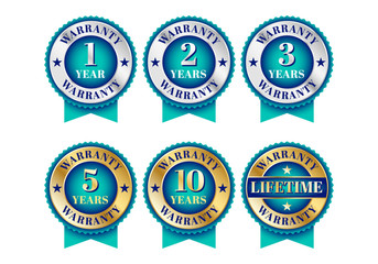 Quality certification warranty badge icon set