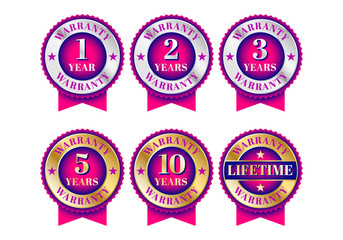 Quality certification warranty badge icon set