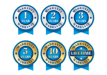 Quality certification warranty badge icon set
