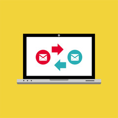 New message notification concept on laptop vector illustration template