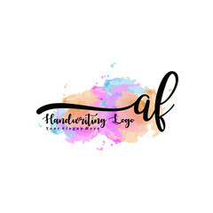 Initial AF handwriting watercolor logo vector. Letter handwritten logo template,watercolor template for, beauty, fashion, wedding, wedding invitation, business card