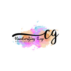 Initial CG handwriting watercolor logo vector. Letter handwritten logo template,watercolor template for, beauty, fashion, wedding, wedding invitation, business card