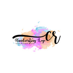 Initial CR handwriting watercolor logo vector. Letter handwritten logo template,watercolor template for, beauty, fashion, wedding, wedding invitation, business card