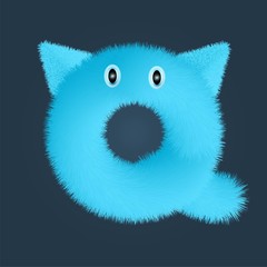 Letter Q fluffy doll logo isolated. Alphabet vector image